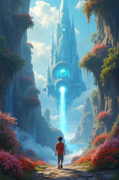 A boy trying to escape the reality into his beautiful imaginative world, concept art, High quality image, 4k resolution, fantasy world, dynamic colour combination, 