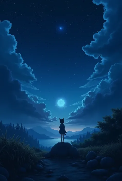 night etheral sky ghibli style