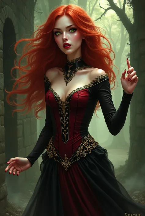 Red-haired witch from the comic “Vampira: The village behind the mirrors “