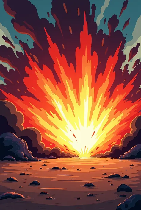 
Make a cartoon background with black, red and yellow explosions, do it horizontally and make a less realistic explosion.