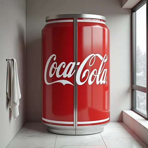 Generate a shower shaped like a Coca-Cola can 