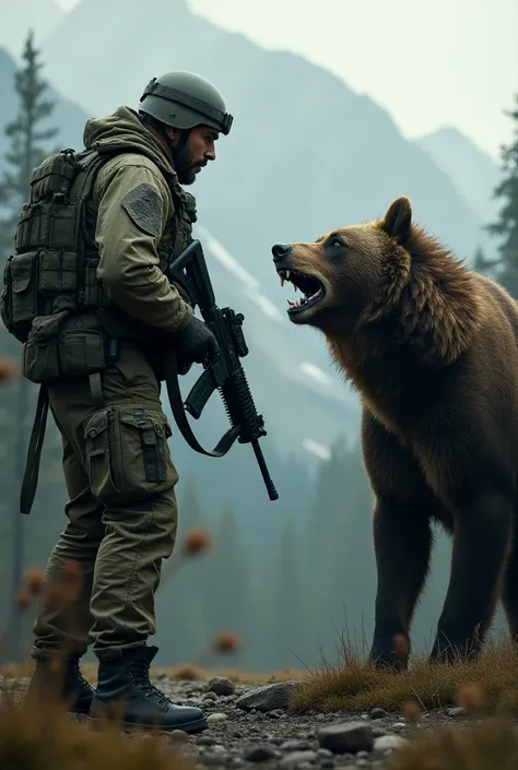 Where there is a wild animal and there must be a military uniform and an M4 rifle.