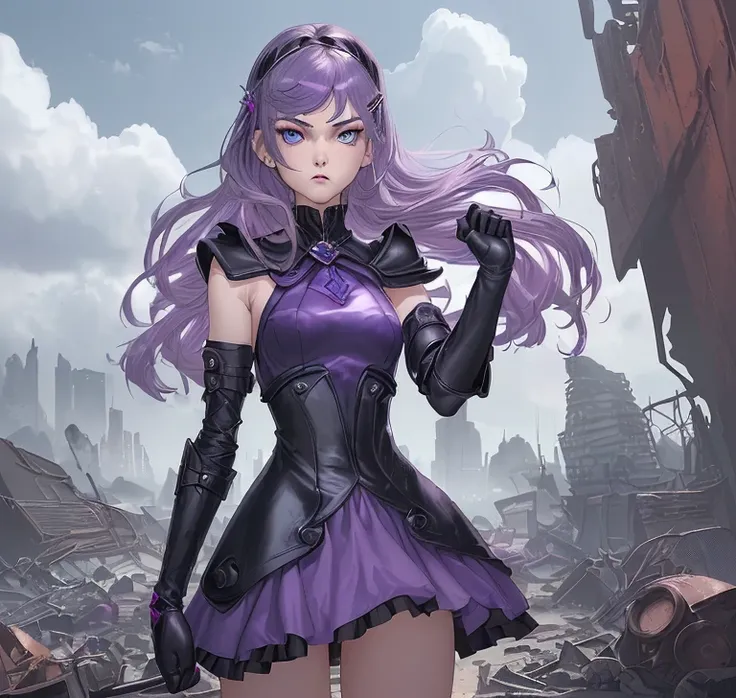 Masterpiece, HD, High resolution, high quality, best quality, super detailed. Solo character Alone. Fantasy artwork.
{{(A 16-years-old female humanoid-teen adventurer:(appearance: Black-Purple-long-straight-hair. Pale-skin. Blue-eyes. Sharping-eyes. 4-Sphe...