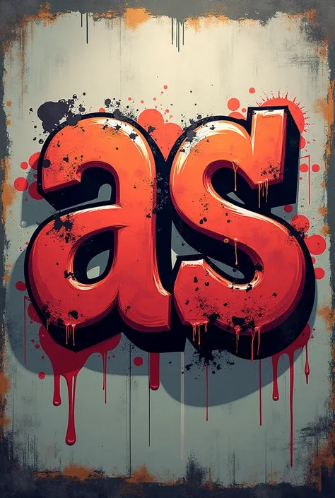  Create a bomb-style TAG with the letters "as",  in graffiti style . Border background  
