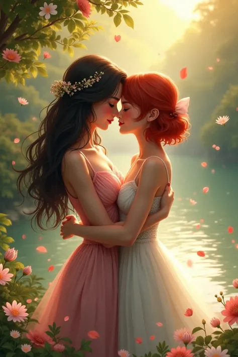 Create me a picture of two women who are in love with each other 