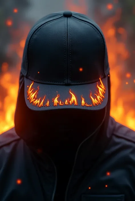 I want a black cap on which the edges are a design of fire flames 