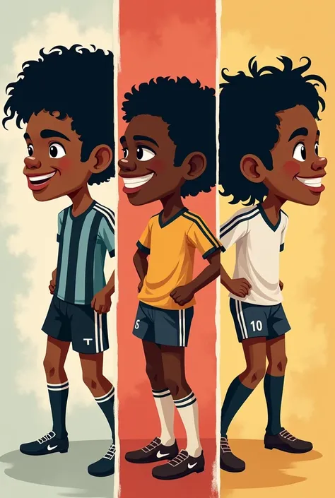  Create an image: Michael Jackson on the right side ,  Pelé on the left and Whitney Houston on the left .  Art must follow a more kawaii style and have elements that recall the functions and importance of each one