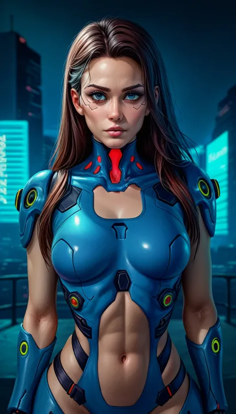 A young woman in a blue and white futuristic police uniform, photorealistic, (best quality,4k,8k,highres,masterpiece:1.2),ultra-detailed,(realistic,photorealistic,photo-realistic:1.37),intricate details,extremely detailed face and eyes,beautiful detailed l...