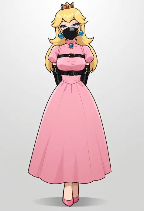 score_9, score_8_up, score_7_up, 1girl (peach from super mario lore, peach_starrynightdress, pink long party dress, dress, dress...