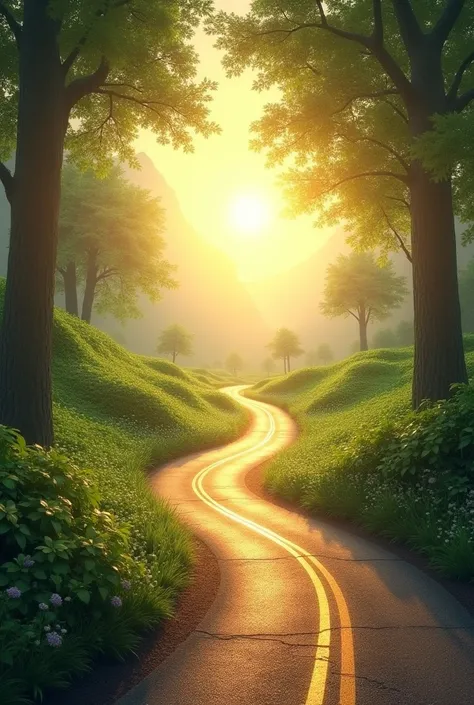 A green road showing hope and destination