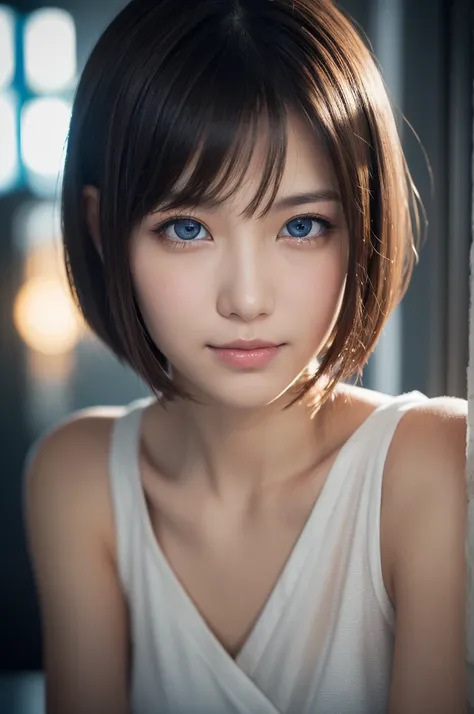  raise your arms、I can see the side、Short bob hair inner wrap、 sexy(8k, RAW photo, best quality, masterpiece:1.2), (realistic, photo-realistic:1.37),1 girl,cute, light smile,blue eyes, (Alone),detailed faceponytail, dramatic angle,
,office,looking at viewe...