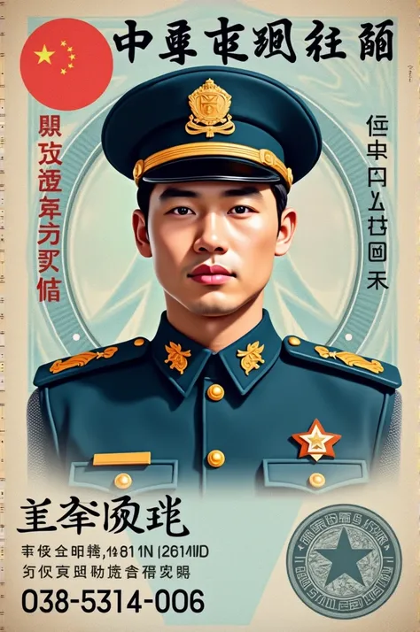 Generate a Chinese passport police officer ID card Chinese as normal as real 