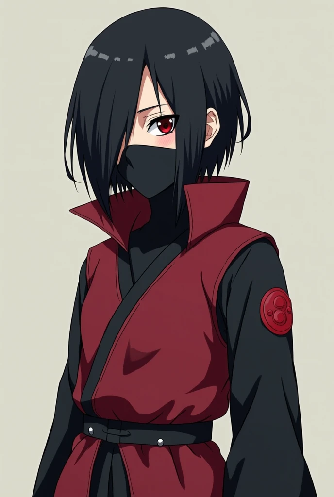 A character from Naruto.  a woman with a striking and dangerous presence ,  with short black hair .  Her right eye is black like dull ebony , but deadly and sharp ,  while the left one is covered by her hair ( similar to Sasukes hair in Boruto ).  She wear...