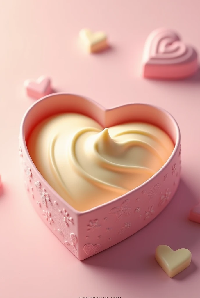 Solid cream in heart packaging 