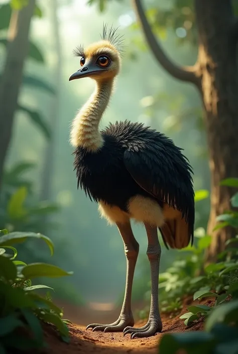  The animal could be the size of a large bird,  similar to a bird bouquet ,  but with a slightly more compact stature , which is reminiscent of a lemur .  the legs would be long and strong ,  similar to the legs of a bird ostrich ,  but perhaps a bit short...