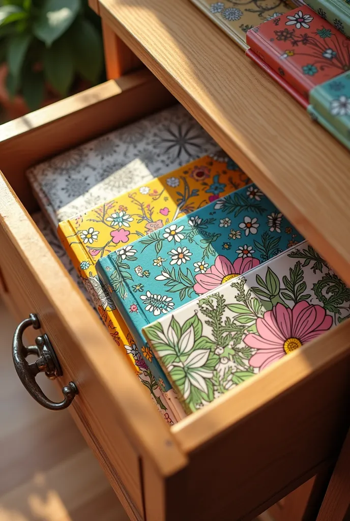 Coloring books in a drawer 