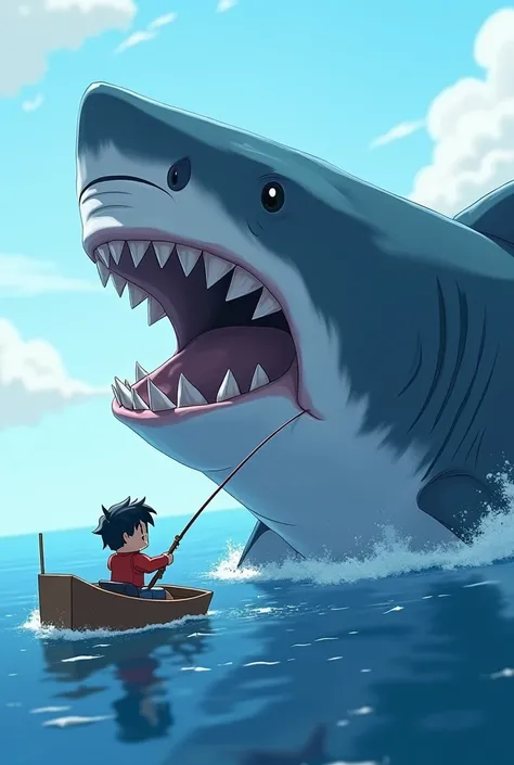 Can you make me a anime image of someone catching a megladon that fit half of the screen and make the person look like a Roblox character
Make it so that the person is in a boat with a box body build like Roblox catching a big shark can you put in landscap...