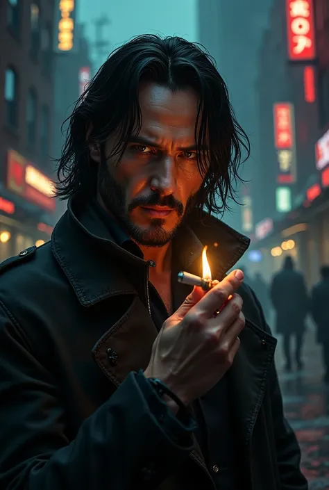 Generate a high-resolution image of actor Keanu Reeves as Constantine.