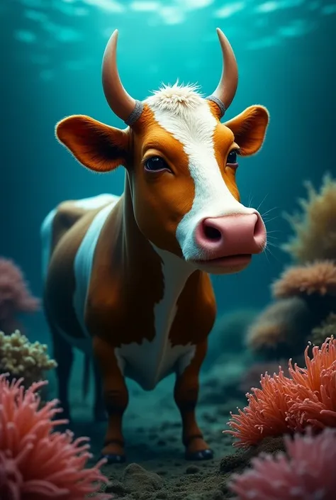 The body could have the slender,  streamlined shape of an anemone fish,  but with a more robust , larger structure ,  that is reminiscent of a cows body .  The skin could be scaly like a fish ,  but with a smoother texture ,  that is reminiscent of a cows ...