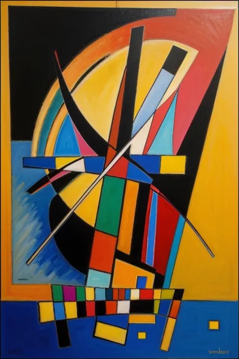 An oil painting in the style of Wassily Kandinsky