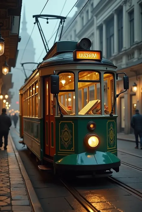 A tram reads the Quran