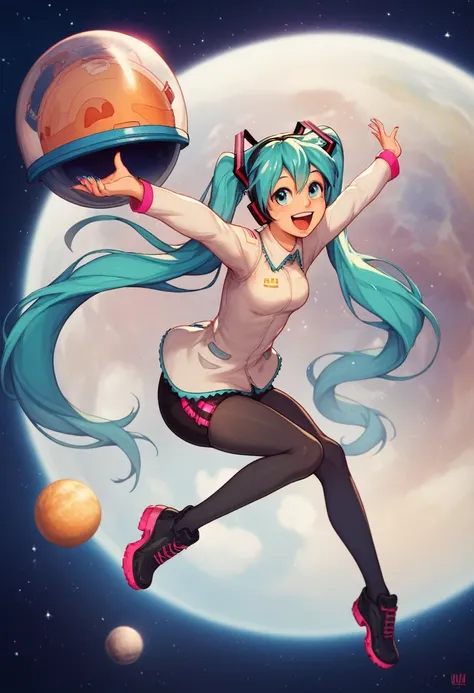 score_9, score_8_up, score_7_up, score_6_up, score_5_up, score_4_up, BREAK source_anime,1girl, clothed, hatsune miku,, floating, happy, space, helmet