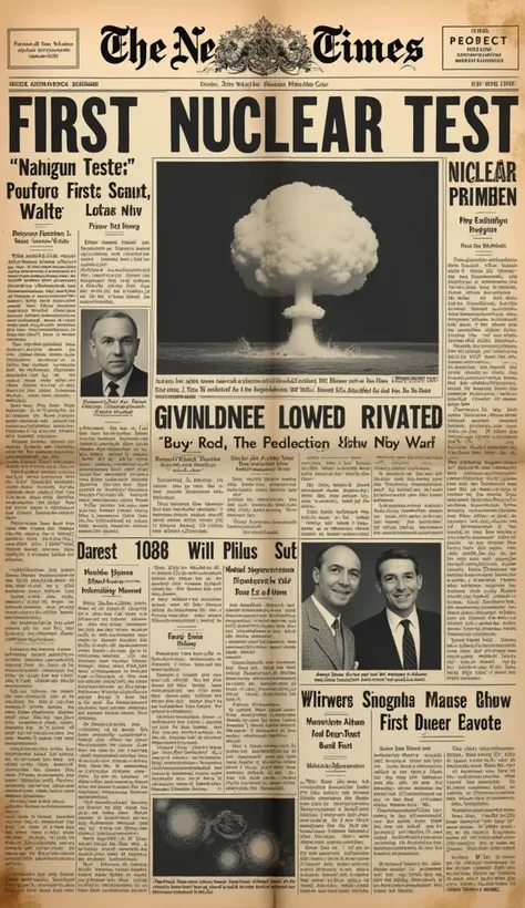 Image of the first nuclear test in a daily newspaper in the United States at the time 