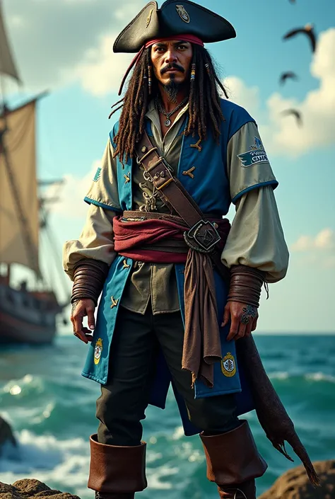 Jack sparrow avec maillot de foot de lolympique de Marseille 