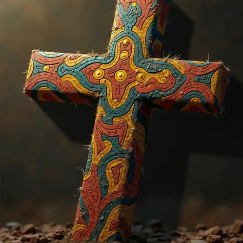 Cross with afro decoration, detailed close-up