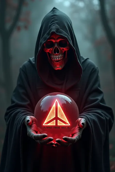 A black-hooded skull holding a ball with a gamer logo written inside the ball "DELTA FORCE MDT"