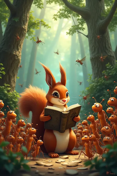 All ants celebrate that the squirrel learned to read 