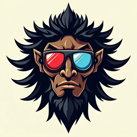  Chango face with sunglasses, one red lens and one blue lens , for logo