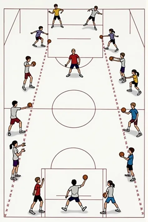 Activity 2 :  Catch and Shoot !
 Objective :  Improve the ability to catch and throw the ball with precision .
 Description :  Students form pairs and begin to pass the ball from a short distance  ( approximately 2-3 meters ).  abilities After they achieve...