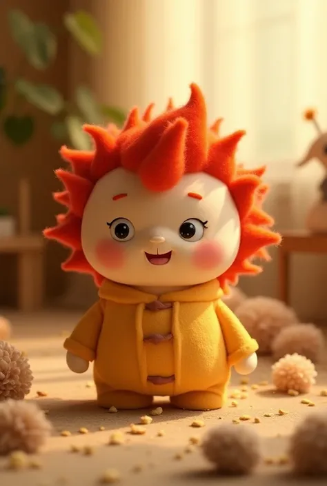 You can make the cuddly toy loopy with the eyes slightly separated and the hair red