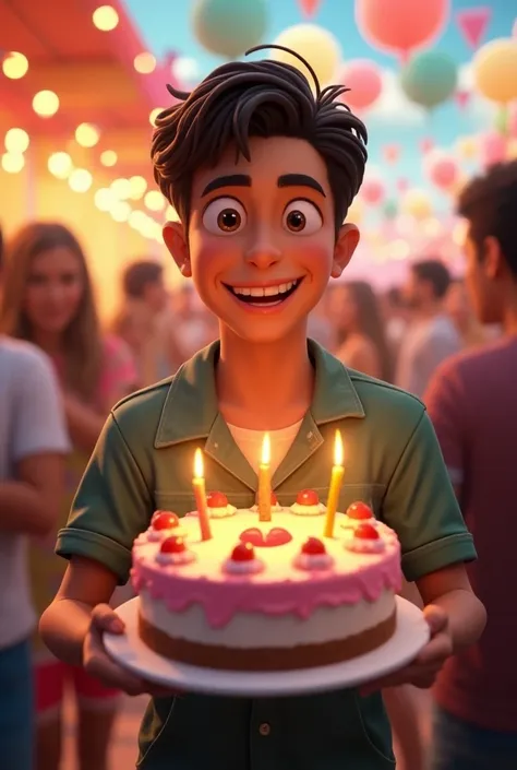 Alanzoka YouTuber holding birthday cake