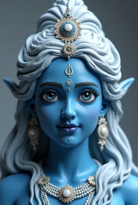 maa Durga marble blue 
young  God has moon in his hair and a tilak on his forehead, he is holding a trident in his hand and is looking very beautifulHigh Resolution, High Quality, High Details, Super Detailed, UHD,3D, high-quality colour white only faceBlu...