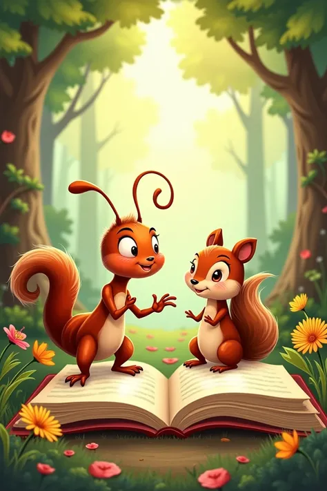 Cover of the story about the ant teaches the squirrel to read 