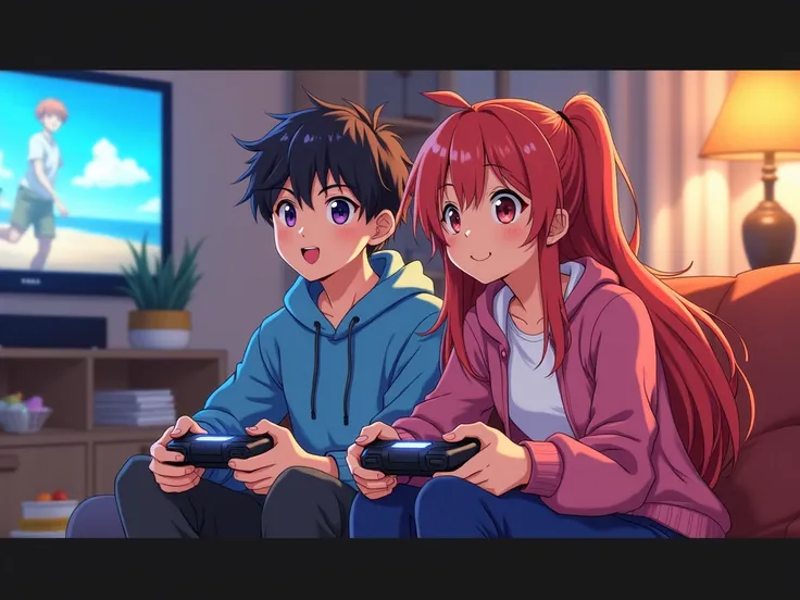 Anime couple gamers 