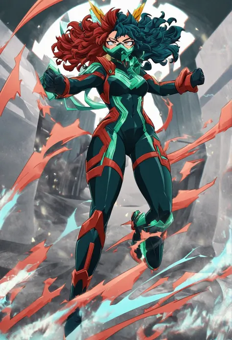 Oc design my hero Academia: IT MUST BE IN THE MY HERO ACADEMIA ART STYLE. Make it minimalistic like anime.

The suit should reflect Nehara’s power, Paradoxal Echoes, focusing on her ability to shift perception of time and alternate realities. The symbol II...