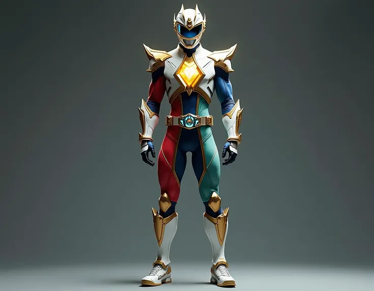 
Aquí está el prompt ajustado sin capa y con los colores clásicos de los Power Rangers:

"Create a futuristic King of the Power Rangers, set in the year 2035, standing confidently in a powerful, military-like stance that radiates authority and strength. Th...