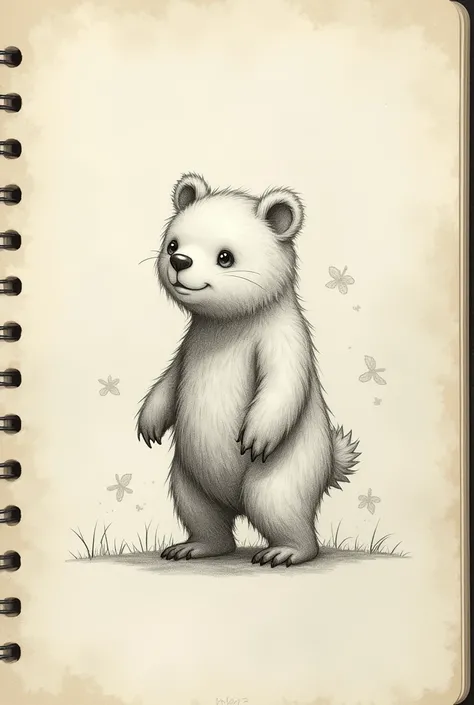 Create a himajen for me from a notebook sheet with a drawing of a little bear