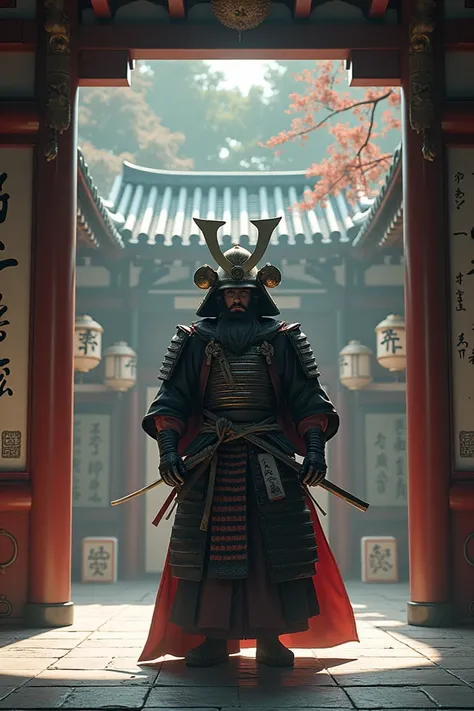 Samurai warior in a temple