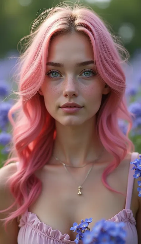 "Ultra-realistic 4K portrait of a young Russian woman, radiating natural beauty with no makeup. She has a round, charming face with clear, fair skin and subtle freckles that enhance her authentic appearance. Her big, expressive blue eyes and small, delicat...