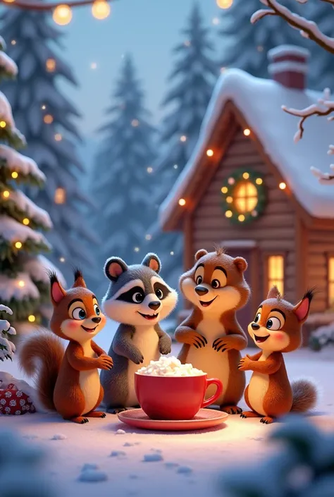 Turn the current photo into a Christmas-themed Pixar movie