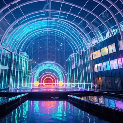 Neon house 。 is protected by a dome-shaped barrier and 、Mr.々 places 。 has a futuristic atmosphere where neon is used in 、 so beautiful。 glass is also activated by transparent tinted glass。