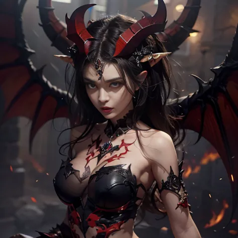 realistic beautyfull evil demonic sexy demented devil women,beautiful seductive facial expression,gorgeous facial features, high...