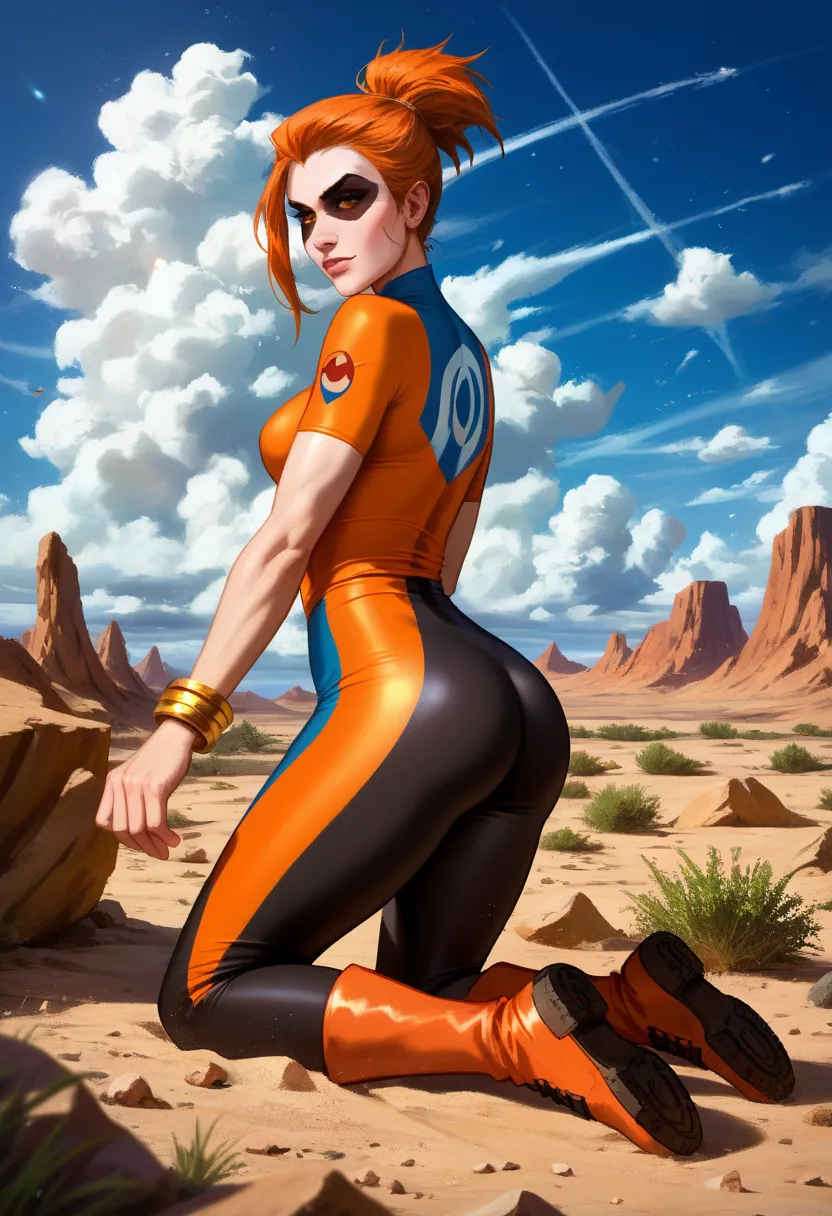 cheetara, thundercats, sexy girl, powerful, seminu, calico skin , classic costume,  dress in tights ,  orange bracelets , orange...