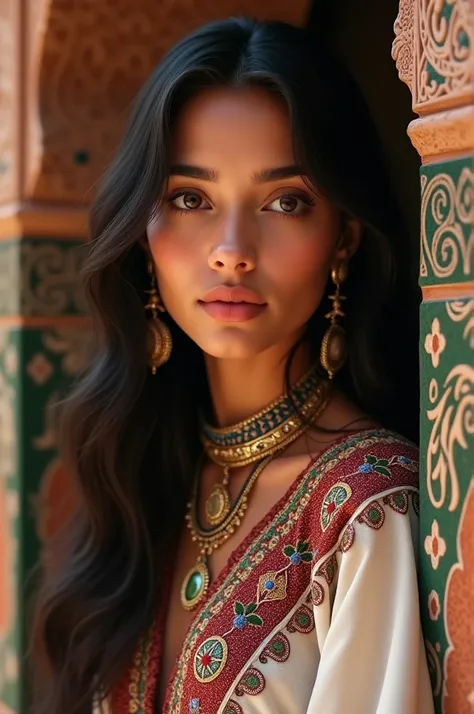 Moroccan girl wearing Moroccan kaftan 