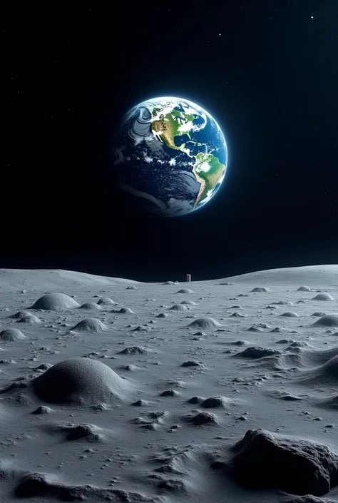 view of planet Earth from the surface of the Moon