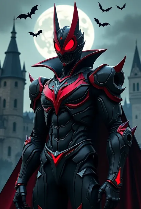 Kamen Rider Dracula background with a castle with a bat